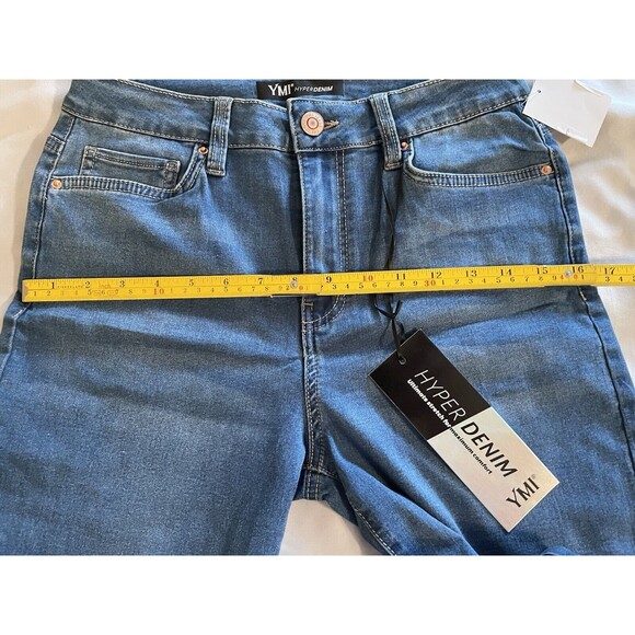 YMI Jeans Women Size L Blue Hyper Denim Long Bell Bottoms - Picture 5 of 12